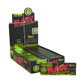 RAW Black Organic Hemp 1¼ Rolling Papers - 50 Sheets per Pack - 24 Pack Display