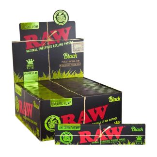 RAW Black Organic Hemp King Size Slim Rolling Papers - 32 Sheets per Pack - 50 Pack Display