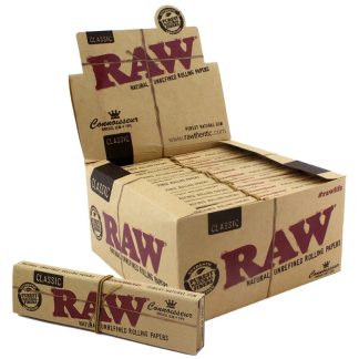RAW Classic Connoisseur King Size Rolling Papers + Tips - 32 Sheets + Tips per Pack - 24 Pack Display