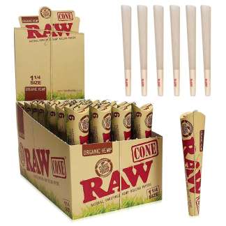 RAW Organic Hemp 1¼ Pre-Rolled Cones - 6 Cones per Pack - 32 Pack Display
