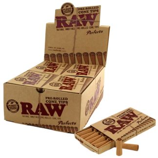 RAW Perfecto Pre-Rolled Cone Tips - 20 Packs per Display
